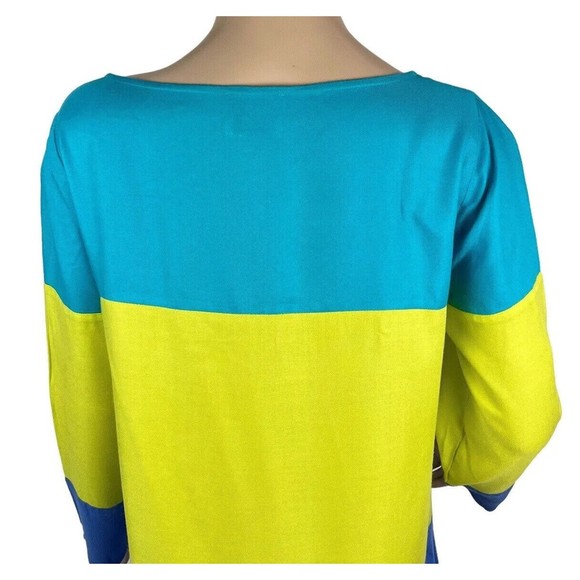 Maeve Anthropologie Colorblock Shift Dress Sz 10 Rayon Long Sleeve - Picture 7 of 10